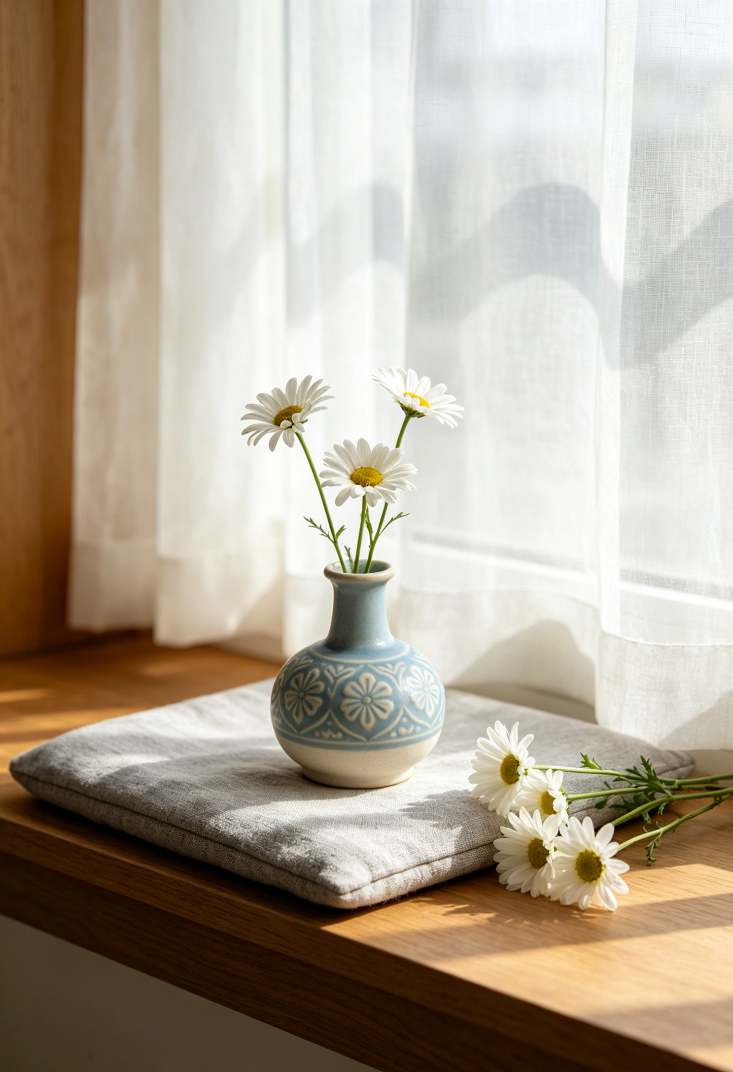 đđș Sky Blue Embossed Floral Mini Ceramic Bud Vase | Rustic Home Decor Vase