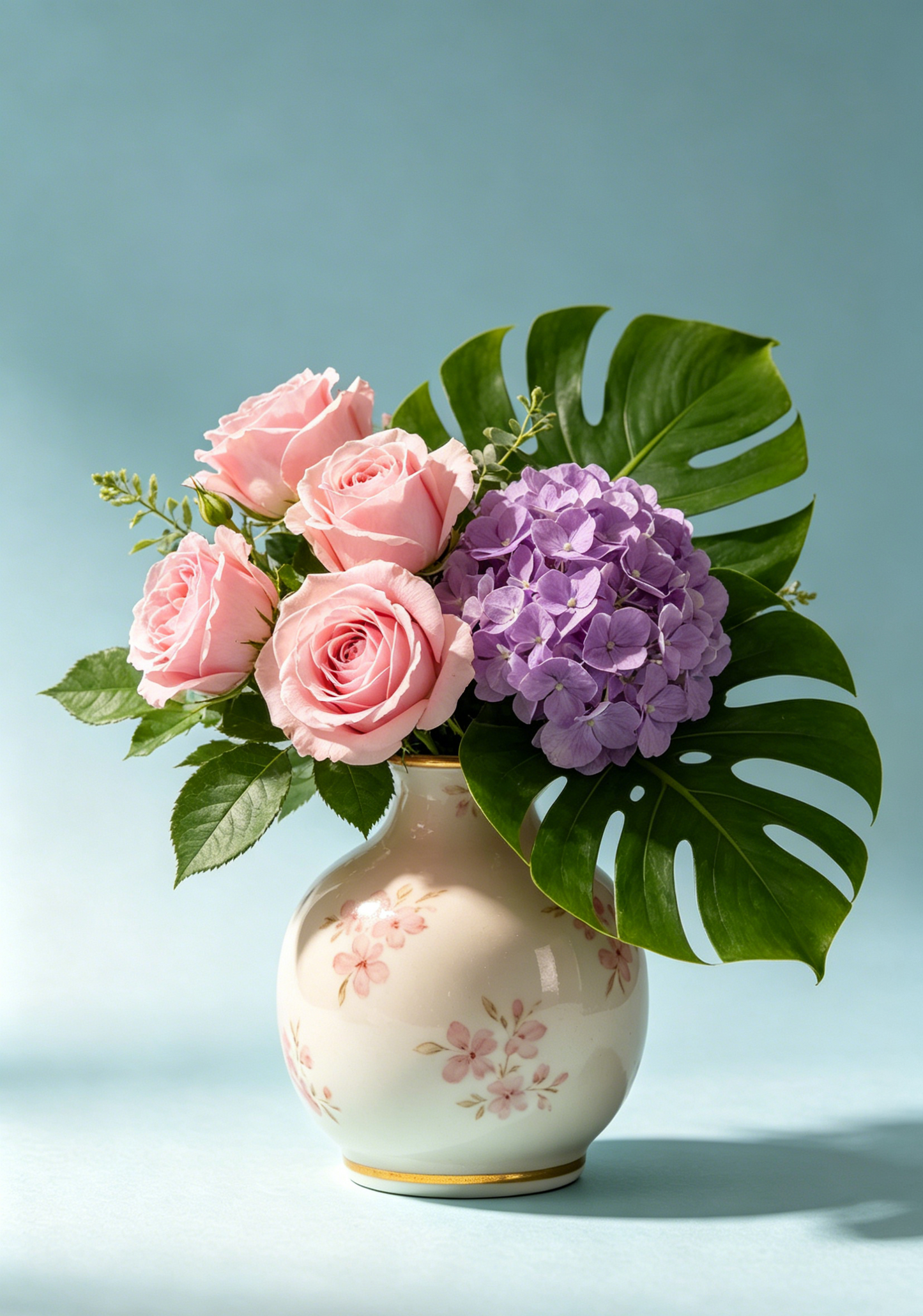 đžâš Pink Cherry Blossom Gold Rim Mini Porcelain Bud Vase