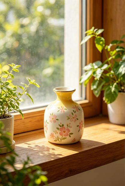 🌼🍯 Yellow Ombre Hand-Painted Floral Mini Ceramic Bud Vase