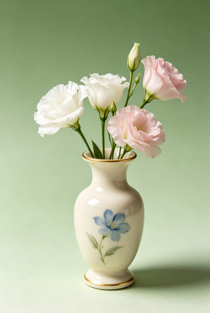 Vintage Blue Floral Ceramic Vase