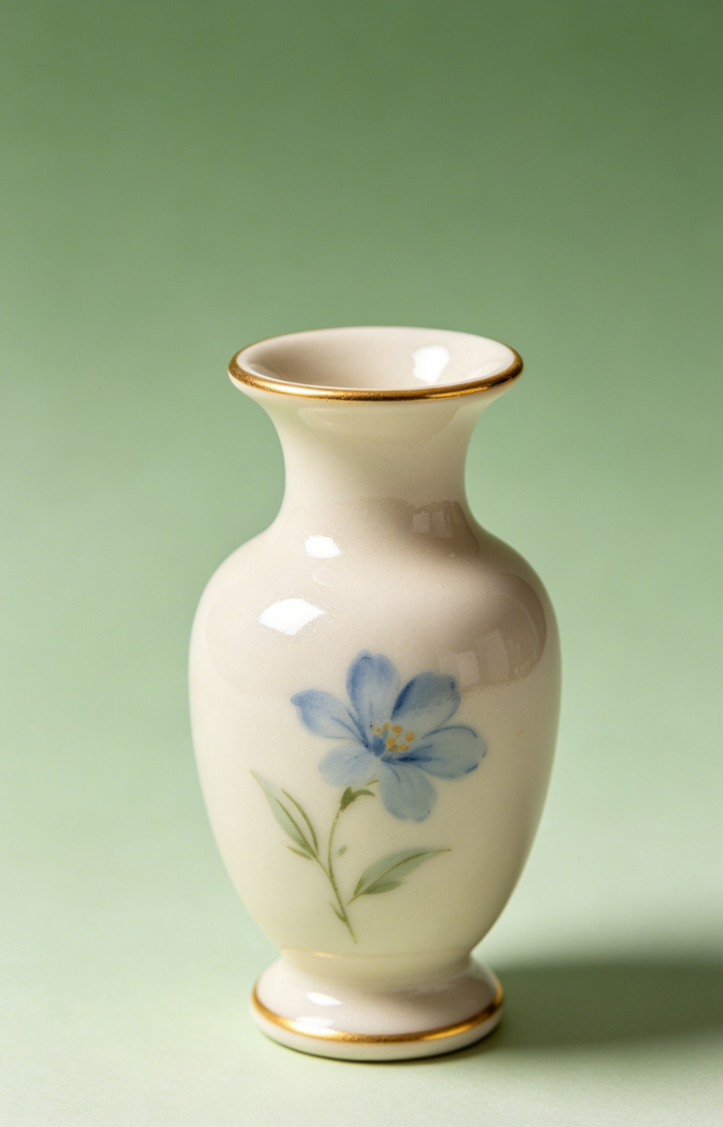 Vintage Blue Floral Ceramic Vase