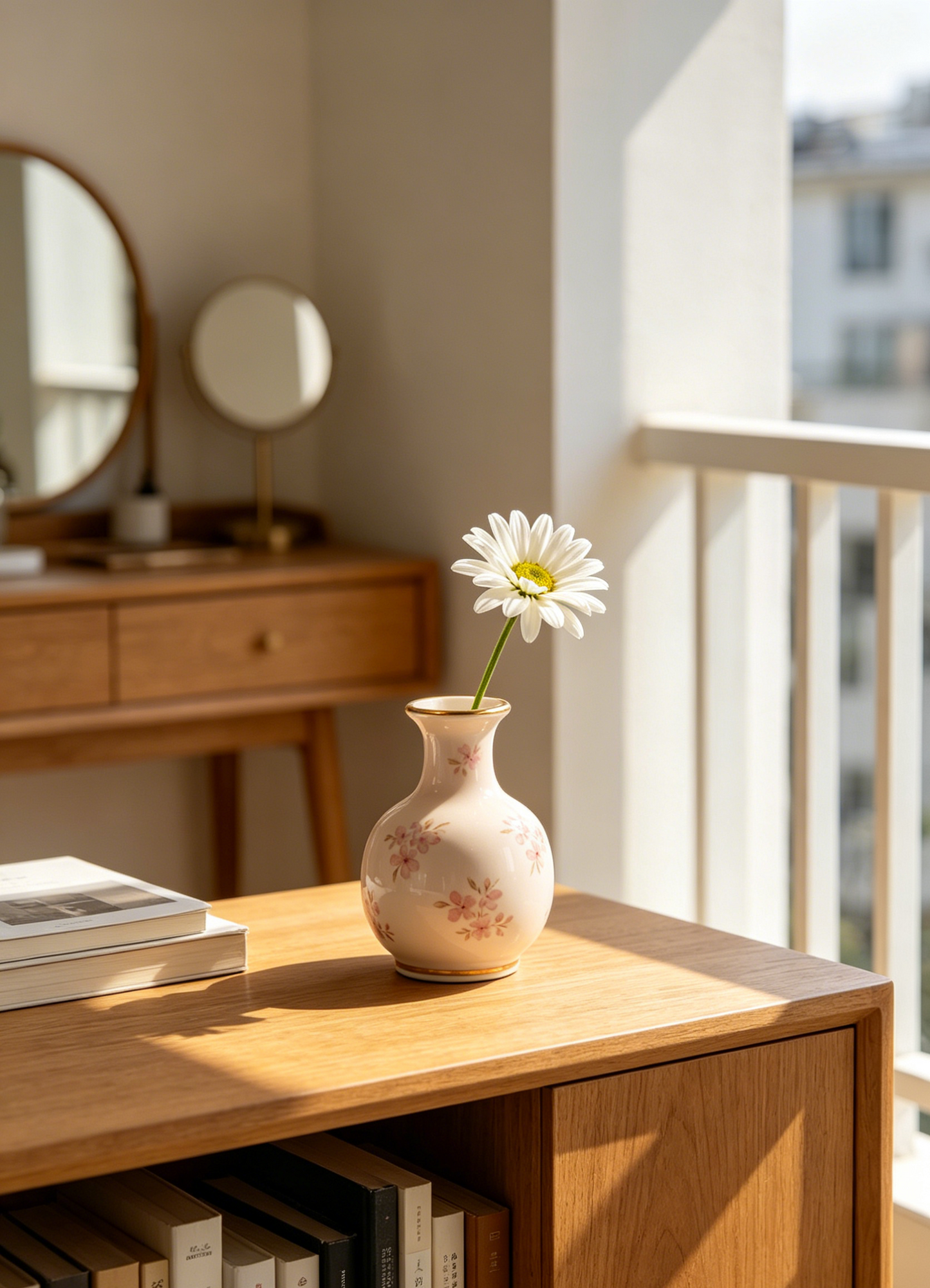🌸✨ Pink Cherry Blossom Gold Rim Mini Porcelain Bud Vase