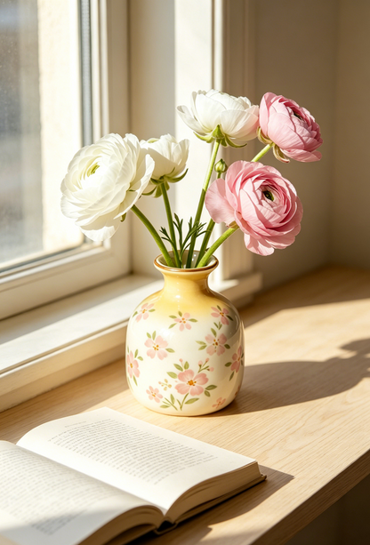 🌼🍯 Yellow Ombre Hand-Painted Floral Mini Ceramic Bud Vase