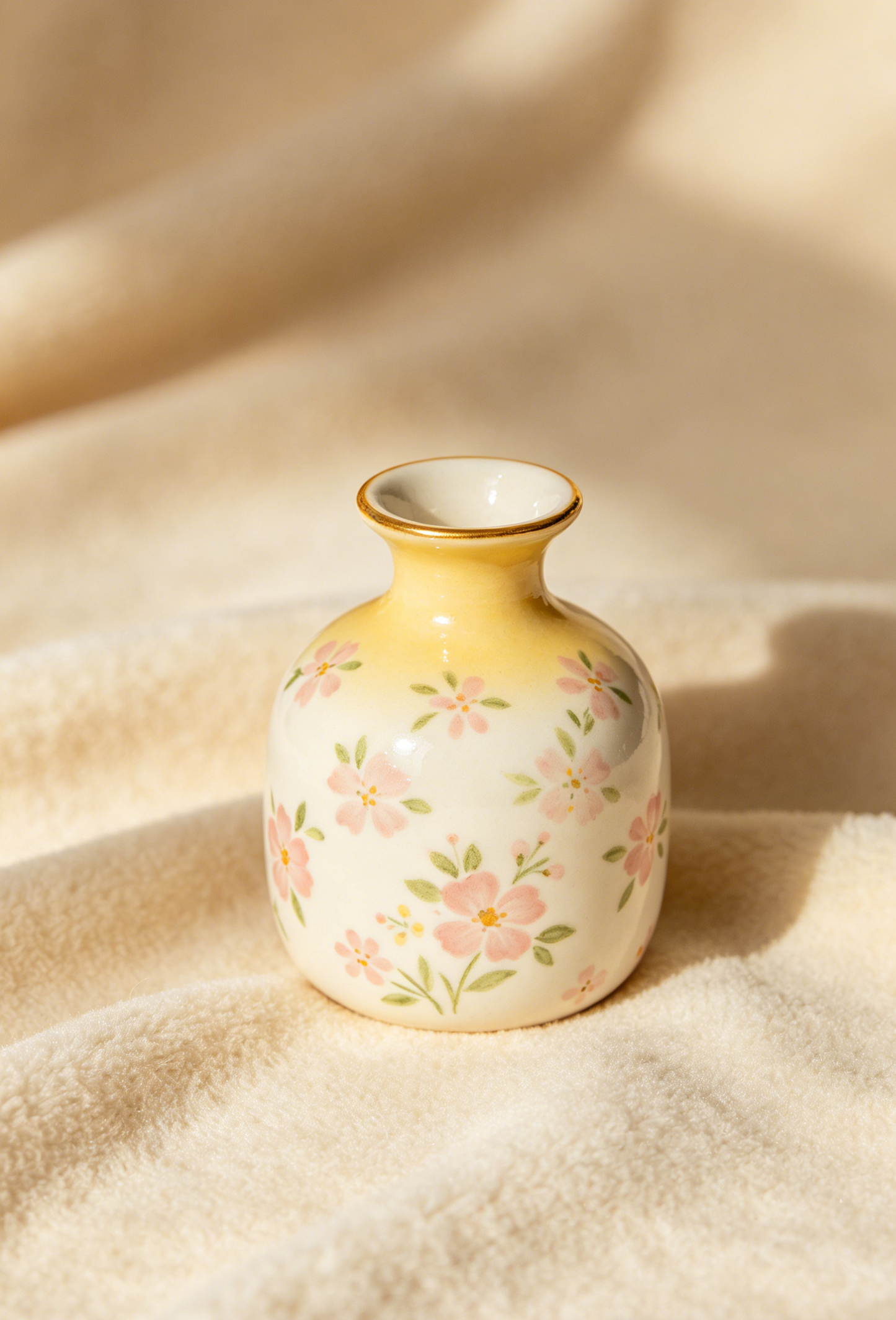 🌼🍯 Yellow Ombre Hand-Painted Floral Mini Ceramic Bud Vase
