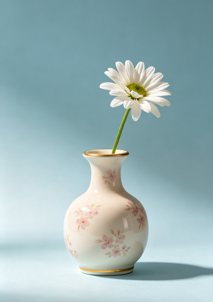 🌸✨ Pink Cherry Blossom Gold Rim Mini Porcelain Bud Vase