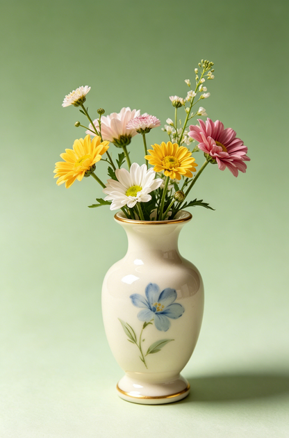Vintage Blue Floral Ceramic Vase