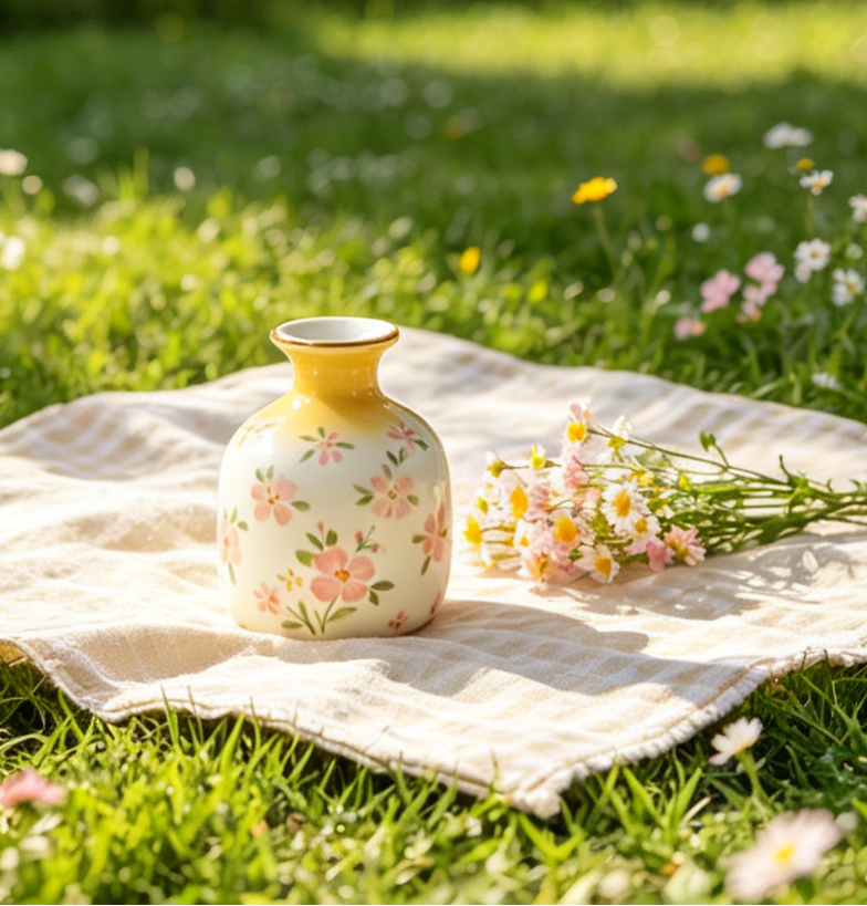 🌼🍯 Yellow Ombre Hand-Painted Floral Mini Ceramic Bud Vase